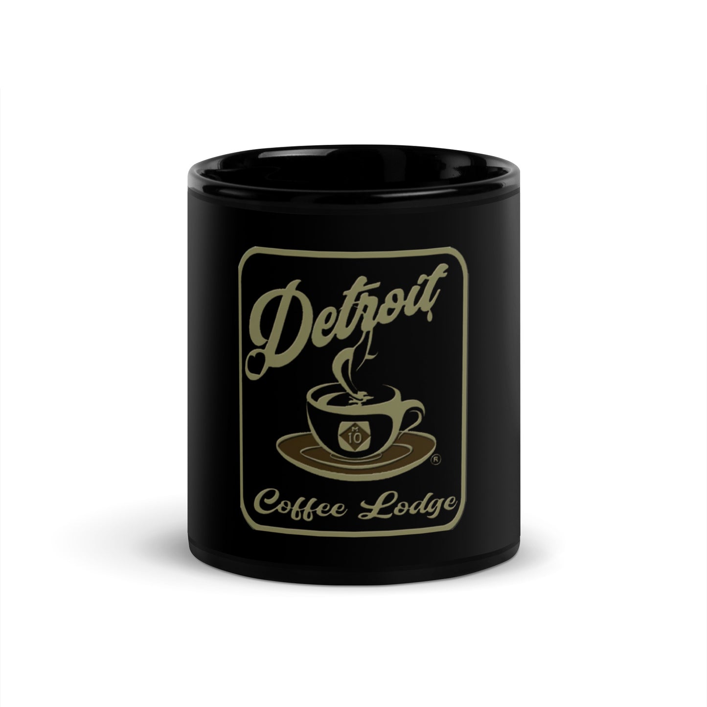 Black Glossy Mug with transparent logo