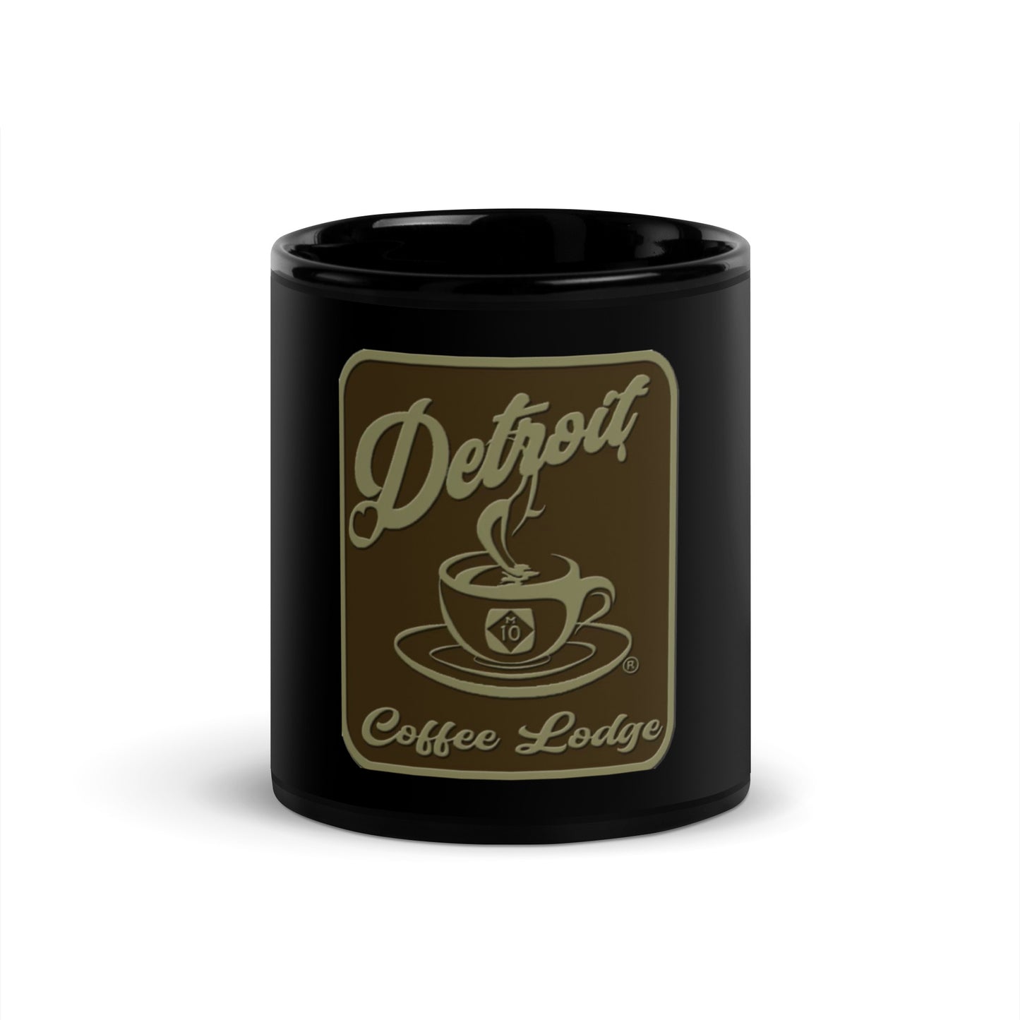 Black Glossy Mug brown logo