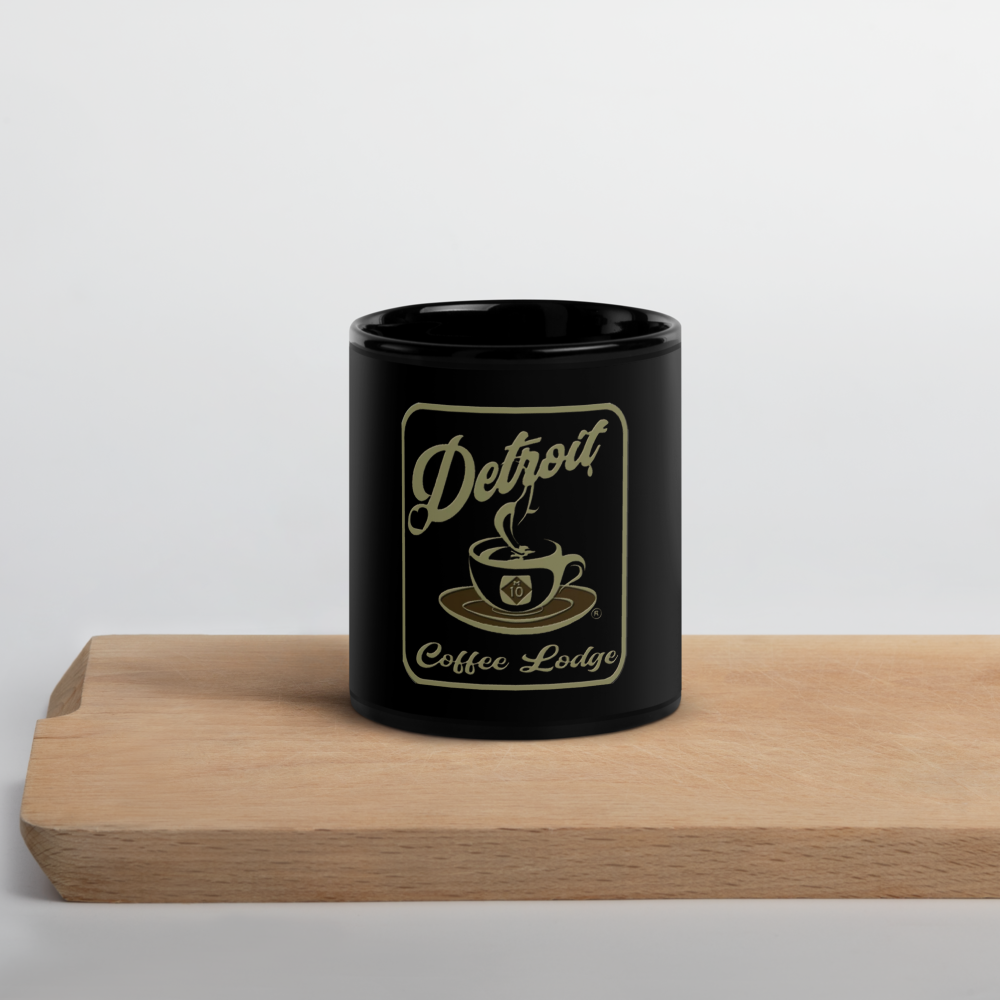 Black Glossy Mug with transparent logo