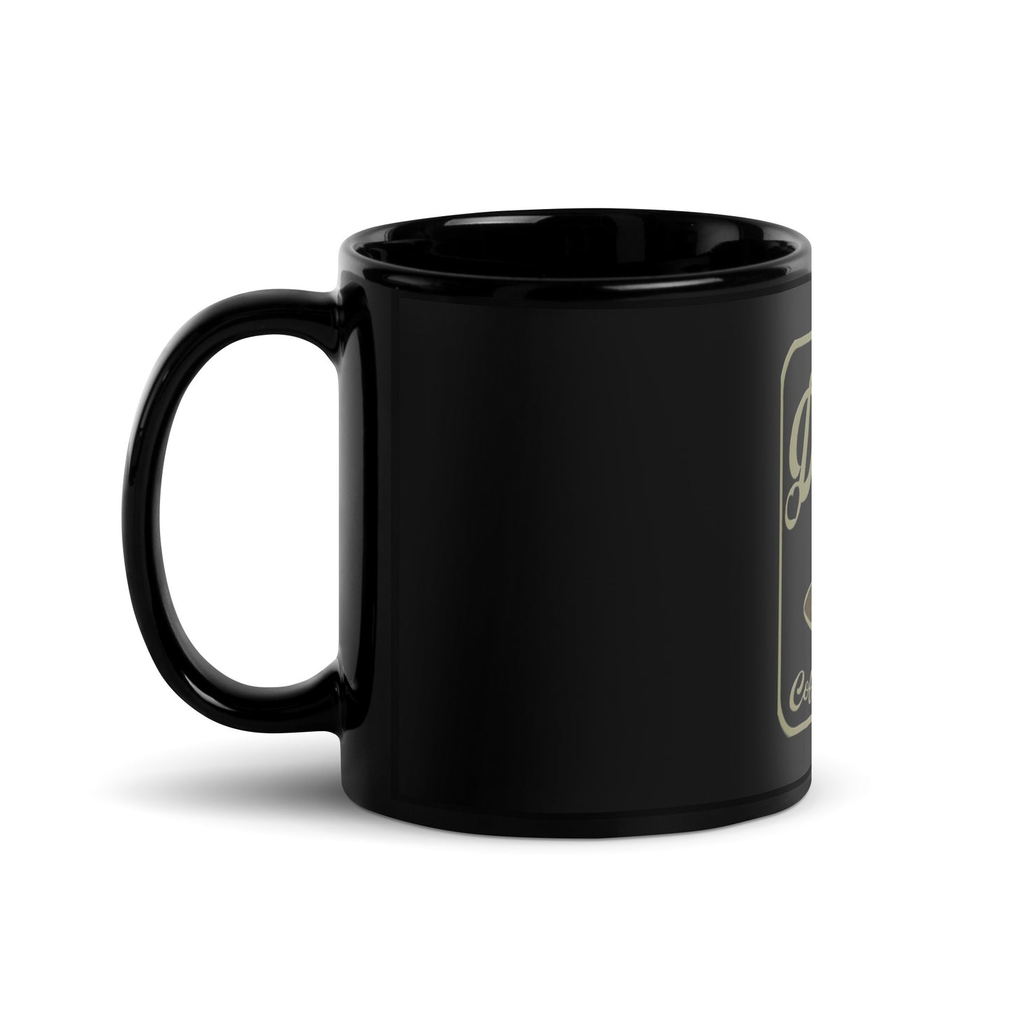 Black Glossy Mug with transparent logo