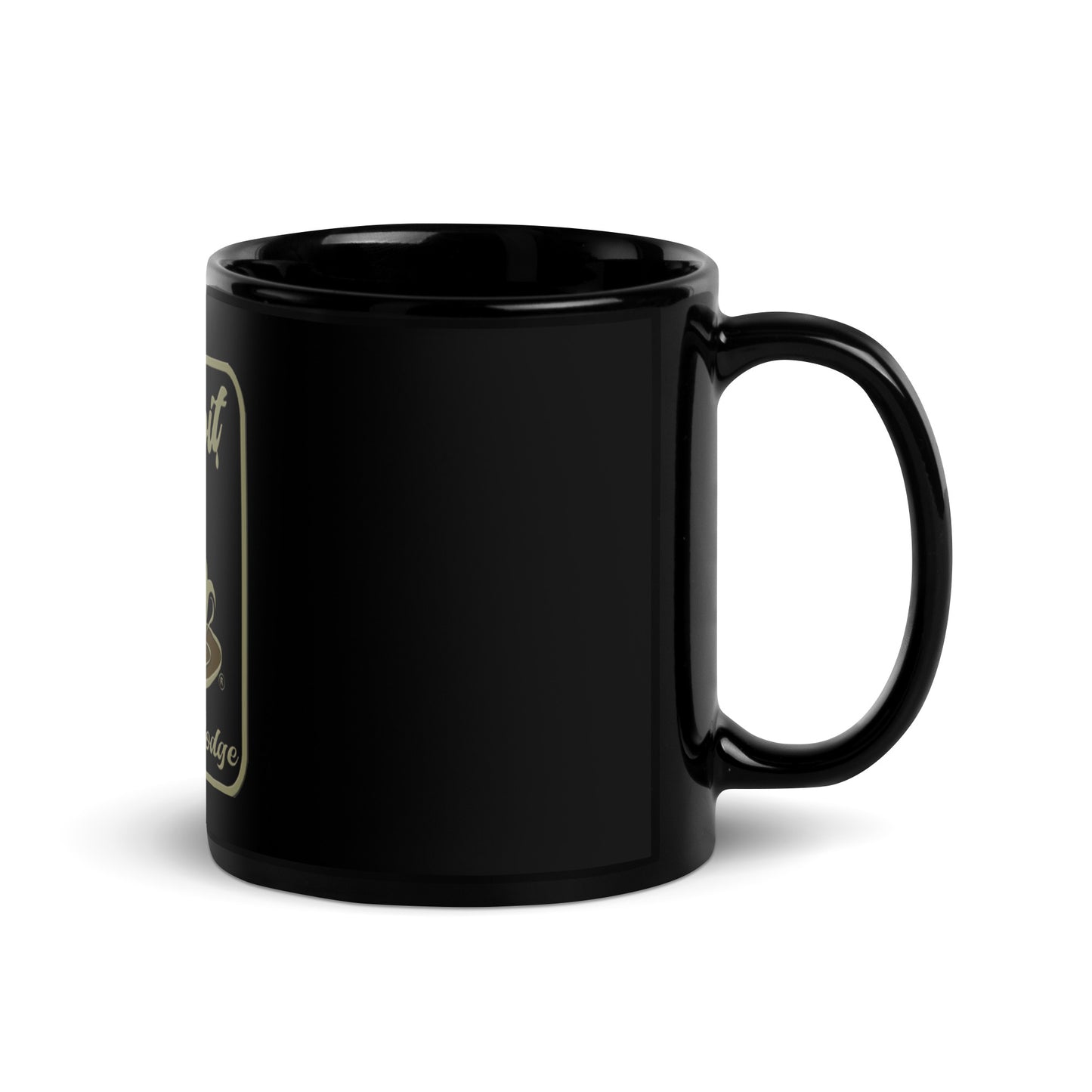 Black Glossy Mug with transparent logo